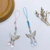 Stylish Butterfly Beaded Mobile Phone Strap Anti-Lost Chain Hangings Jewelry Simple Keycahins for Keys Bags and Phones