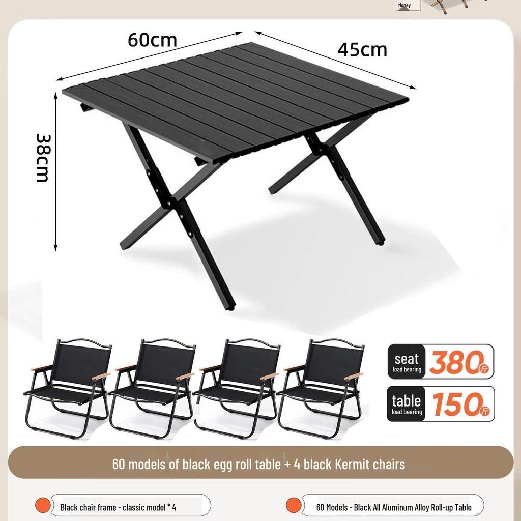 A1R Portable Roll-up Folding Picnic Table & Chair Set for Outdoor Camping.