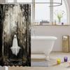 Ghost Shower Curtain Haunted Forest Swing Scene Halloween Theme Spooky Art Bath Decor Waterproof Fabric Home Accessories