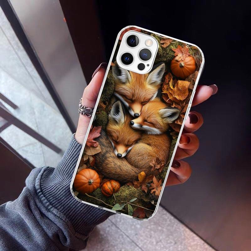 Animal Fox Phone Case For iPhone 17 Air 11 13 Mini 14 15 Plus 16 12 Pro Max 16E SE 7 8 Pattern Soft TPU Back Cover 13 12 Mini 1