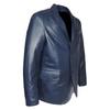Noora Men's Navy Blue Leather Formal Blazer With Two Buttons Office Wear Blazer
