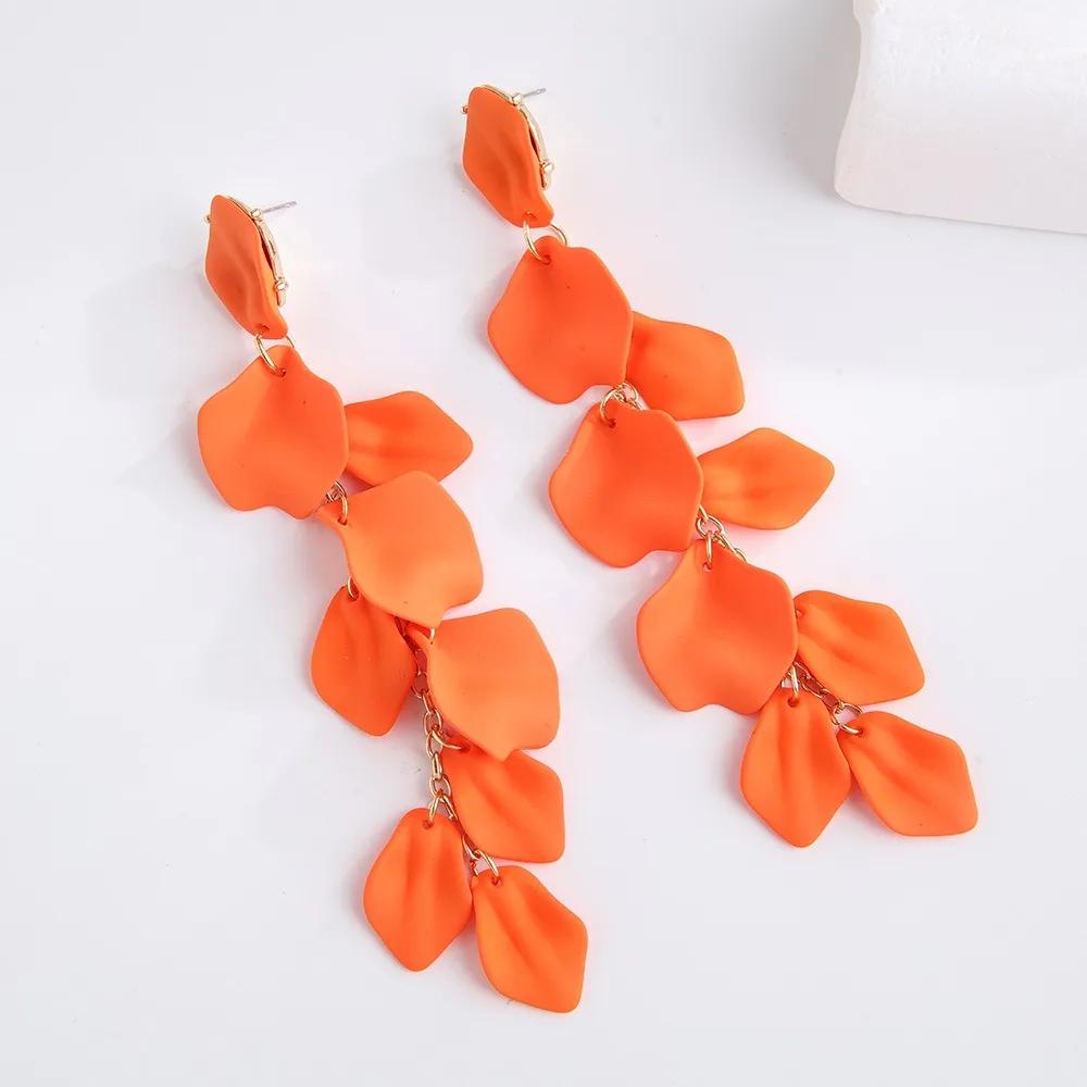 Eleganti Orecchini Pendenti a Petalo e Foglia alla Moda Orecchini Lunghi con Nappe Colorate Retrò Gioielli Esagerati Pendenti per Orecchie Donna