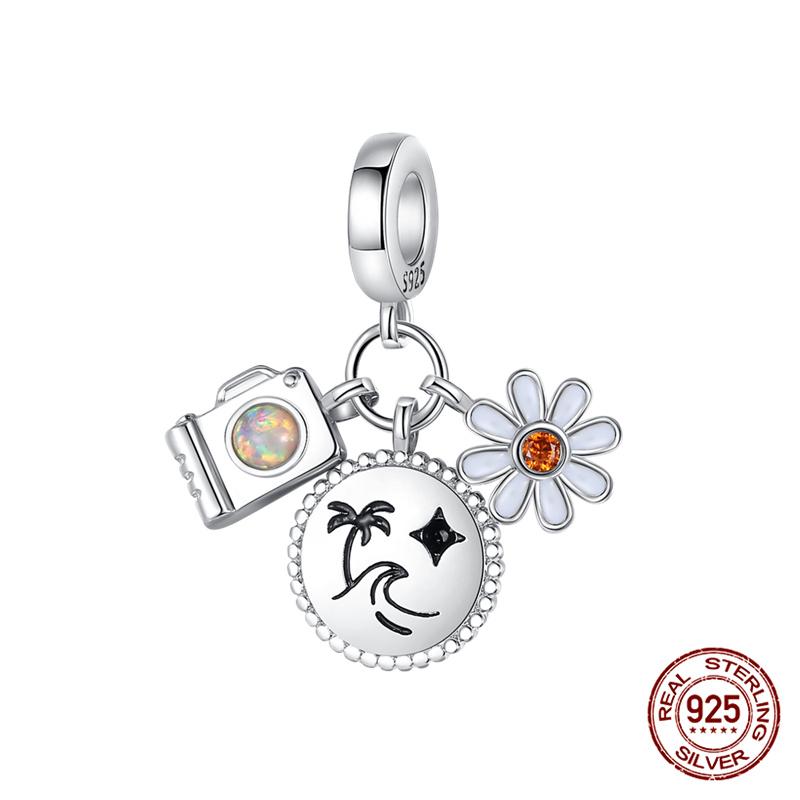 Original 100% Copper Pocket Watch Beads Camera Adventure Backpack Charms Fit Bracelet Diy Jewelry Making Women Gift