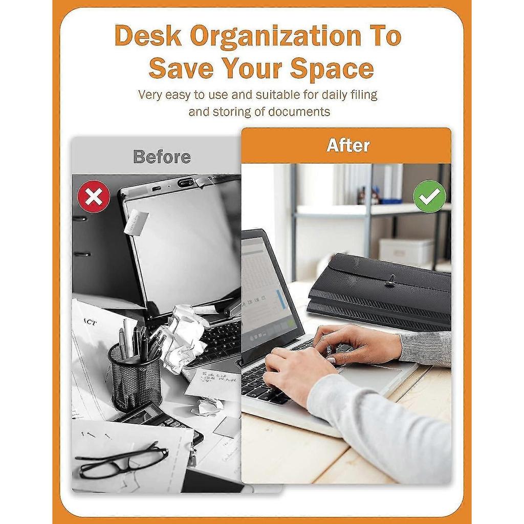 File Organizer Expanding File Folder, 13 Pockets , A4 Letter Size Paper Document Receipt Folder For Classroom, Home, Office And Travel