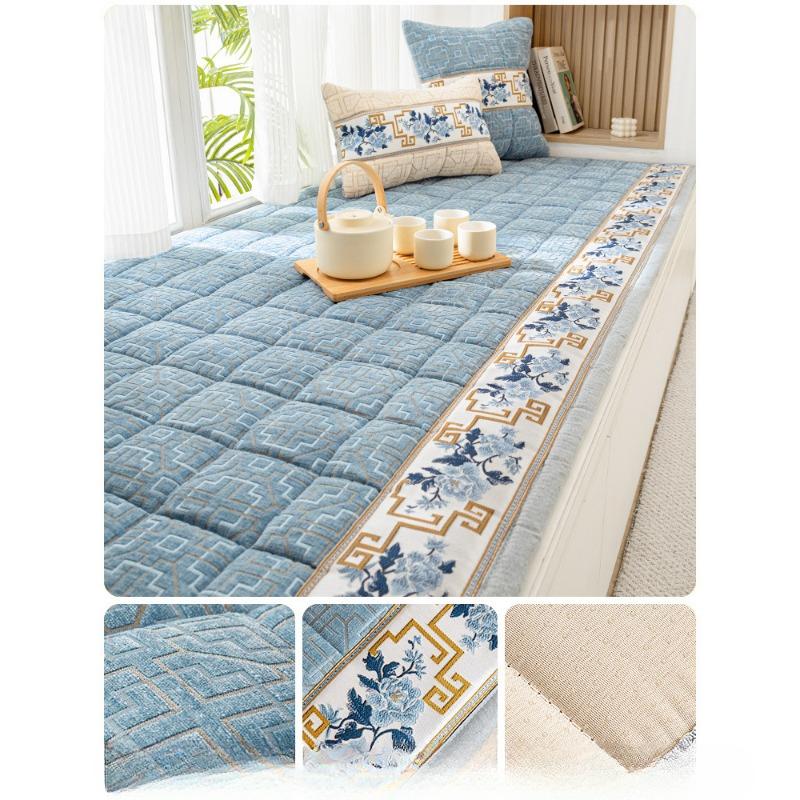 

Элегантная космическая подушка для окна из синели, подушка для выступа, новый китайский стиль, новый высококачественный нескользящий коврик для балкона 50*130cm