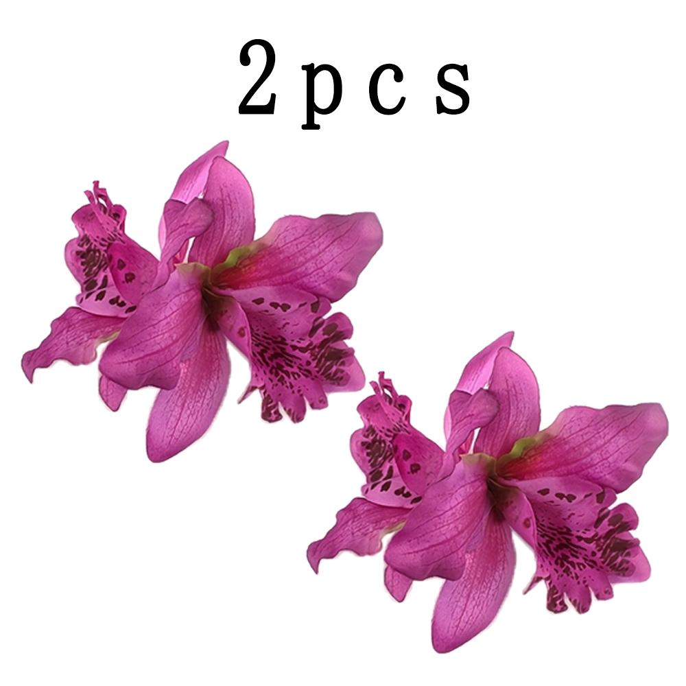 2Pcs Hawaii Orchid Flowers Hair Clips,Bohemia Style Flowers Hairpins , Photo Beach Travel Side Clip,Wedding Bridal Accessories
