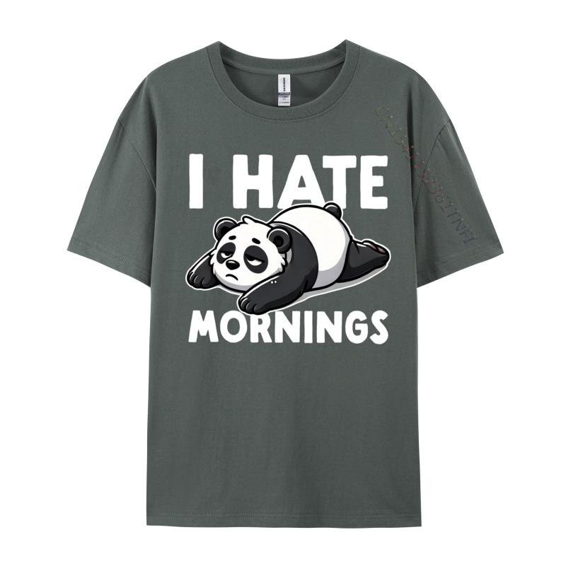 I Hate Mornings Bear Not A Morning Bear Funny Panda Tops Shirts Printed T Shirt Rife Printing Cotton Unisex Tshirts Printing