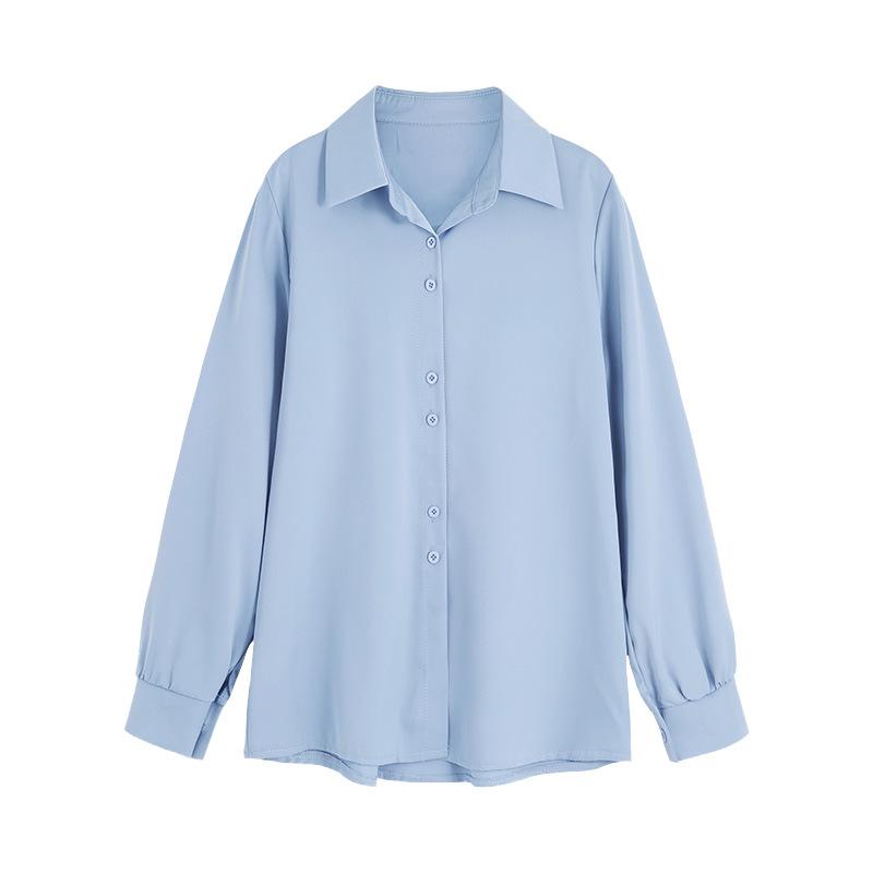 Women's Chic Long Sleeve White Chiffon Shirt - Early Autumn 2025 Style