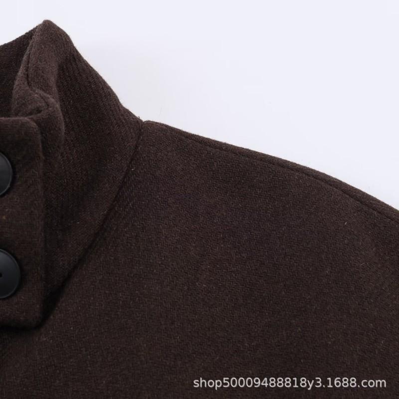 Womens 2026 Short Wool-Blend Coat With Belted Waist Stand Collar Batwing Sleeve Streetwear Chic Outerwear