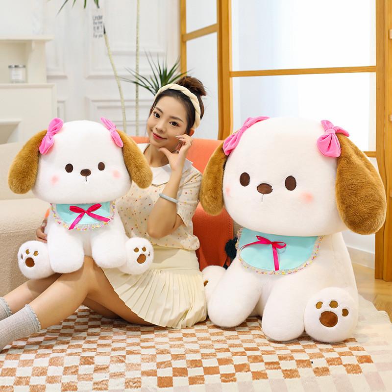 Plush Dog Doll With Butterfly Bow For Kids Gift And Playroom Decor