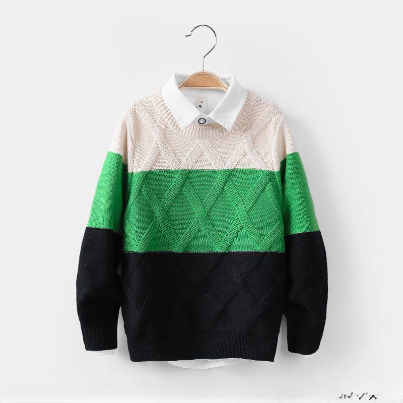 Jungenpullover Herbst Kinderstrickwaren Große Kinder Jungen Pullover