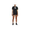 Under Armour Project Rock Logo Print Crew Neck Short Sleeve T-Shirt Women Tops Black 1378973-001