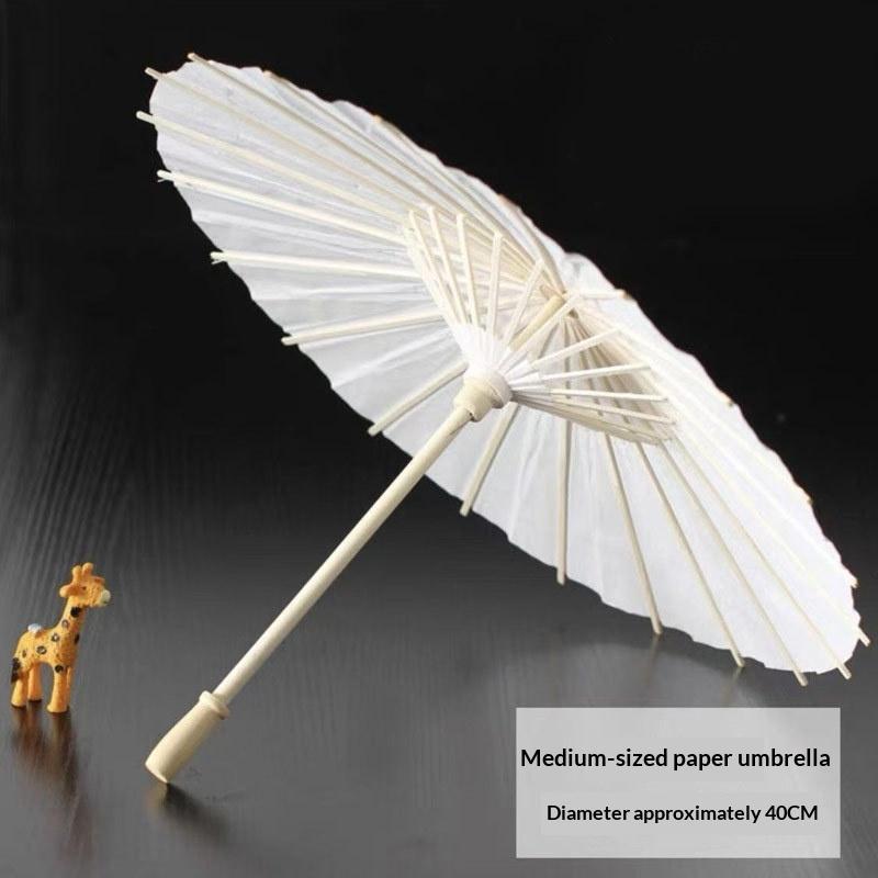 1Pc 20/30/40/60/84Cm Paper Umbrella Blank Diy Handmade Painting Supplies Long-Handle Blank Pography Prop