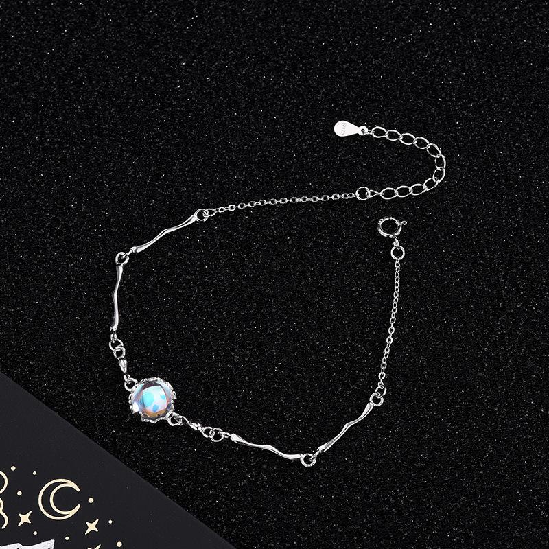 S925 Silver Wicker Bracelet with Mermaid Tears Crystal - Japanese Luxury Long-Distance Relationship Christmas Gift