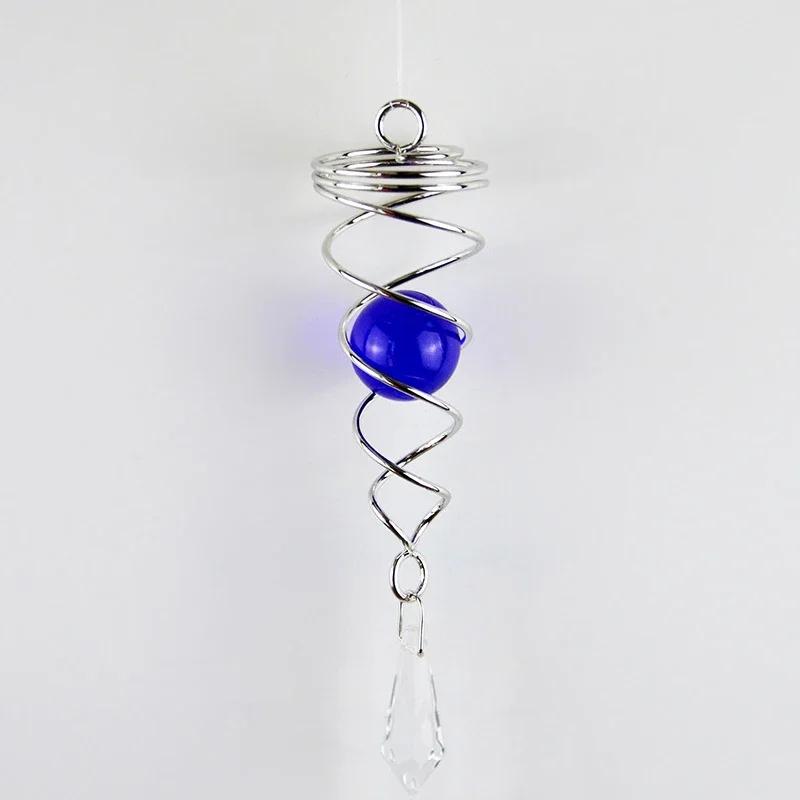 

Спиральные подвески из нержавеющей стали с подвесками в виде колокольчиков из хрустального шара, вращающиеся крючки для дома, детской комнаты, сада, двора, настенные украшения
