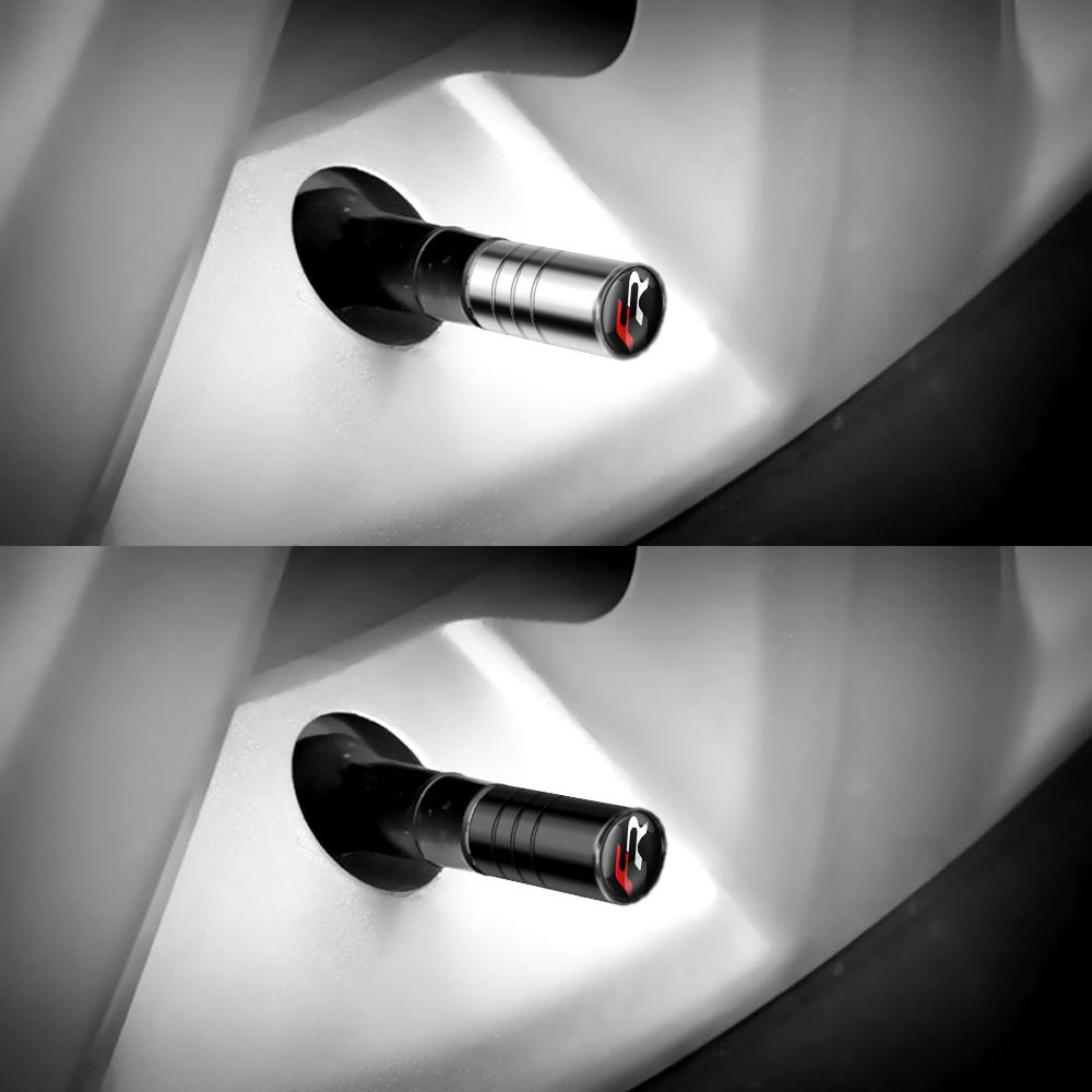 Car Wheel Tire Valve Caps Tyre Stem Cover Bolt-In Accessories For SEAT Cupra FR Ibiza Leon Arona Ateca Toledo E-Racer Formentor