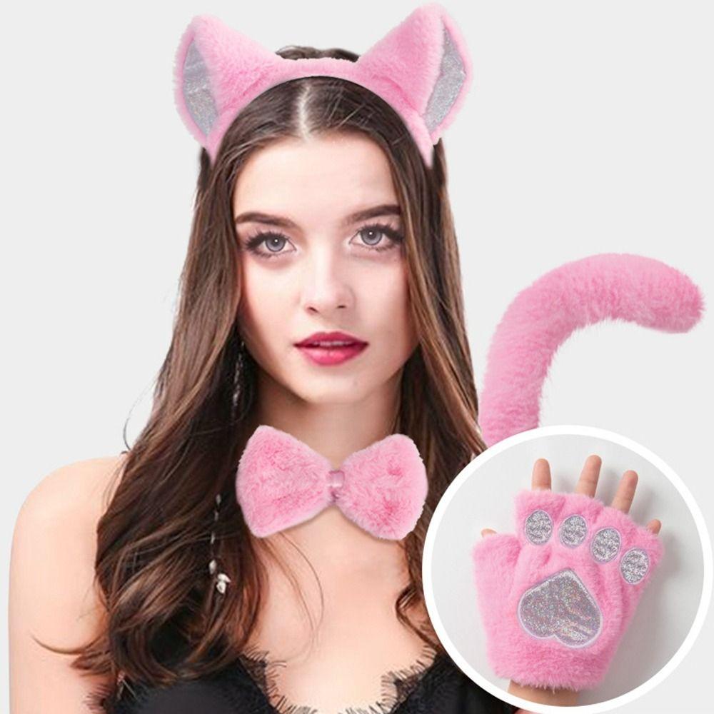 Jk Cosplay Headwear Lolita Halloween Dress Up Cute Cat Ears Headband Set  Student