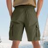 Summer Loose Men's Safari Style Shorts Multi Pockets Casual Loose Fit Straight Elastic Waist Beach Shorts