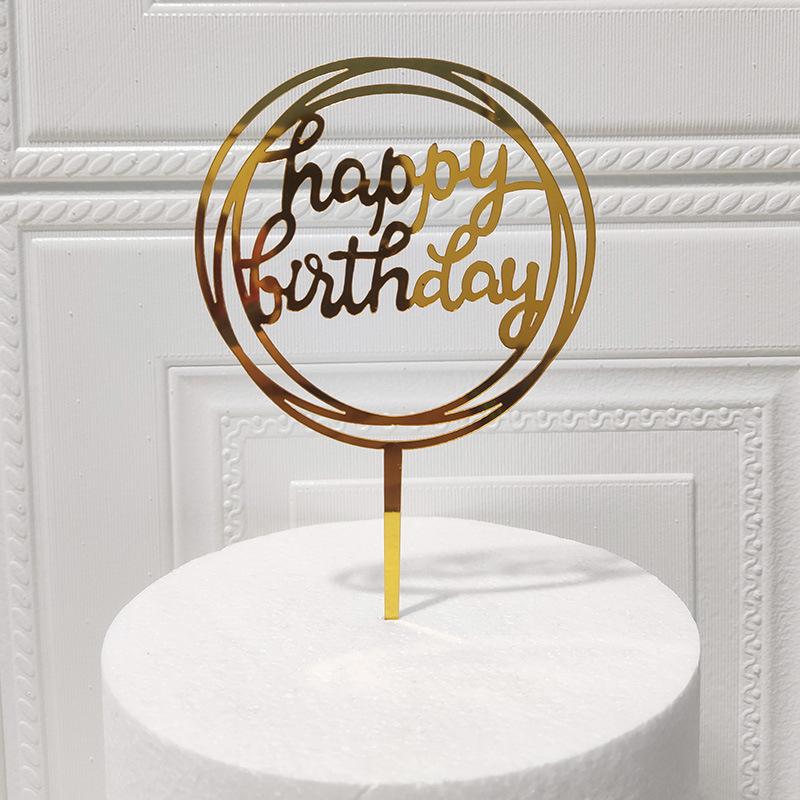 1Pcs Gold Acrylic Letter Happy Birthday Cake Party Supplies Decoration