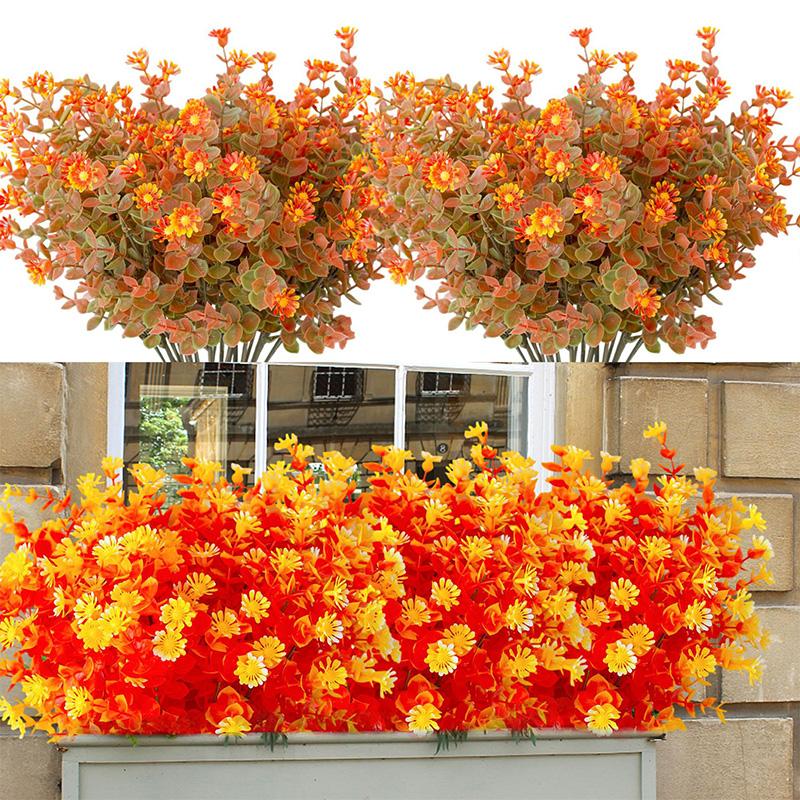 

2 шт. модный домашний декор осенний декор поддельные растения цветы эвкалипта цветочная композиция оранжевый букет