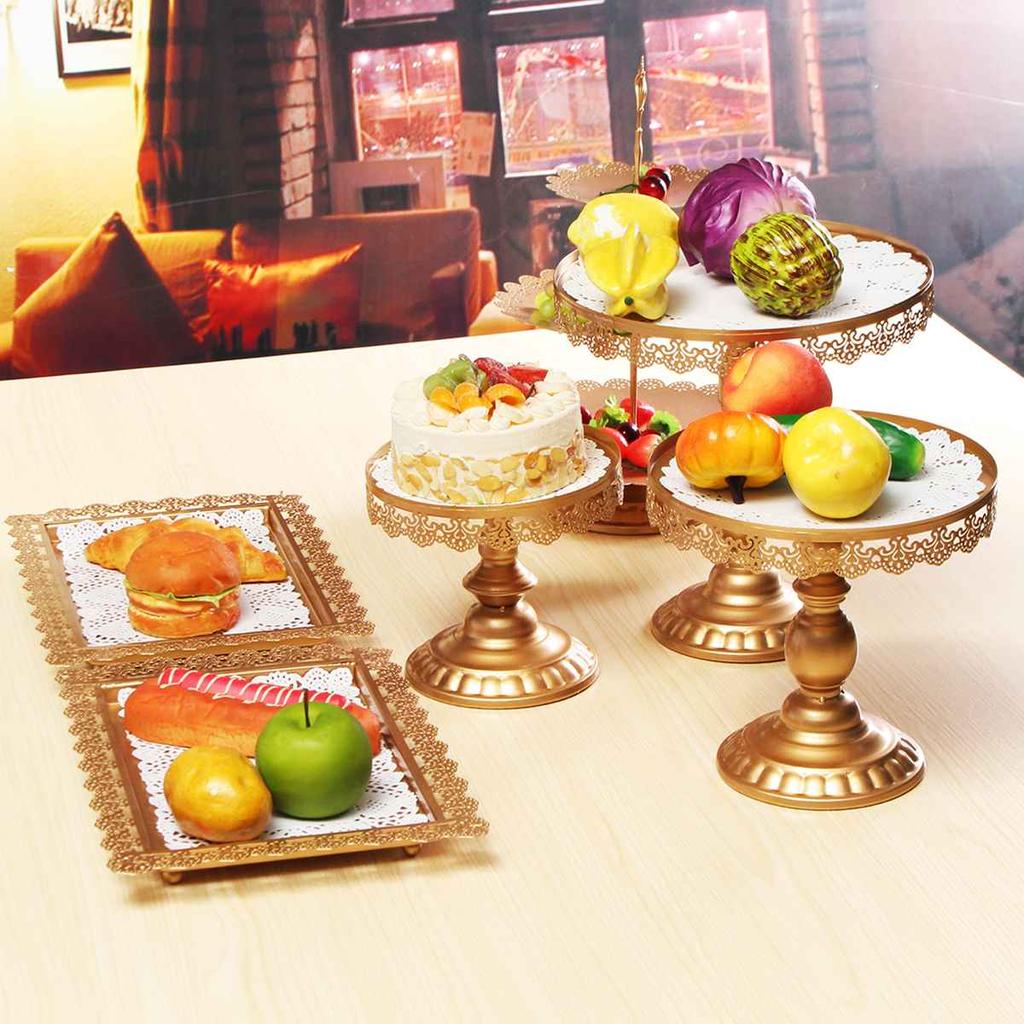 Set Di 3 Alzate Per Torte In Metallo Arancione – Piedistalli Per Dessert E Cupcake, 20-30 Cm – Decorazioni Per Feste, Matrimoni E Compleanni