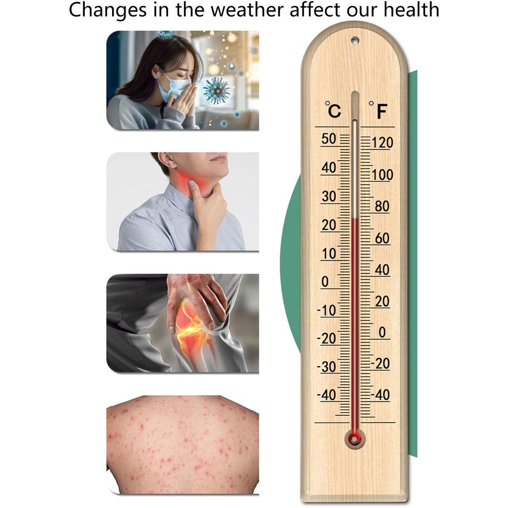 Termometri in Legno Naturale per Letture Accurate della Temperatura da -40℃ a 50℃ Montabili a Parete Sicura Soluzione a Cherosene e Scala Chiara