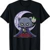 Black Cat Vampire Dracula And Magic Fire For Halloween T-Shirt