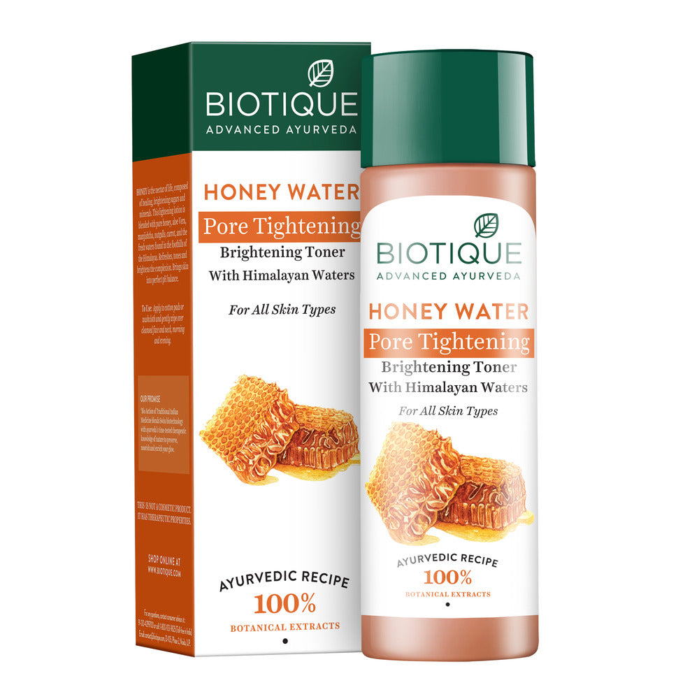 Biotique Honey Water Toner For Pore Tightening & Brightening Skin | 120ml | pH Balance | Hydrating Botanical Extracts