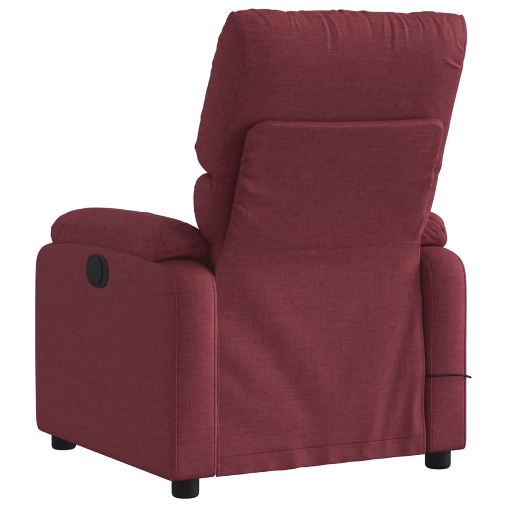 Electric Massage Recliner Burgundy Fabric