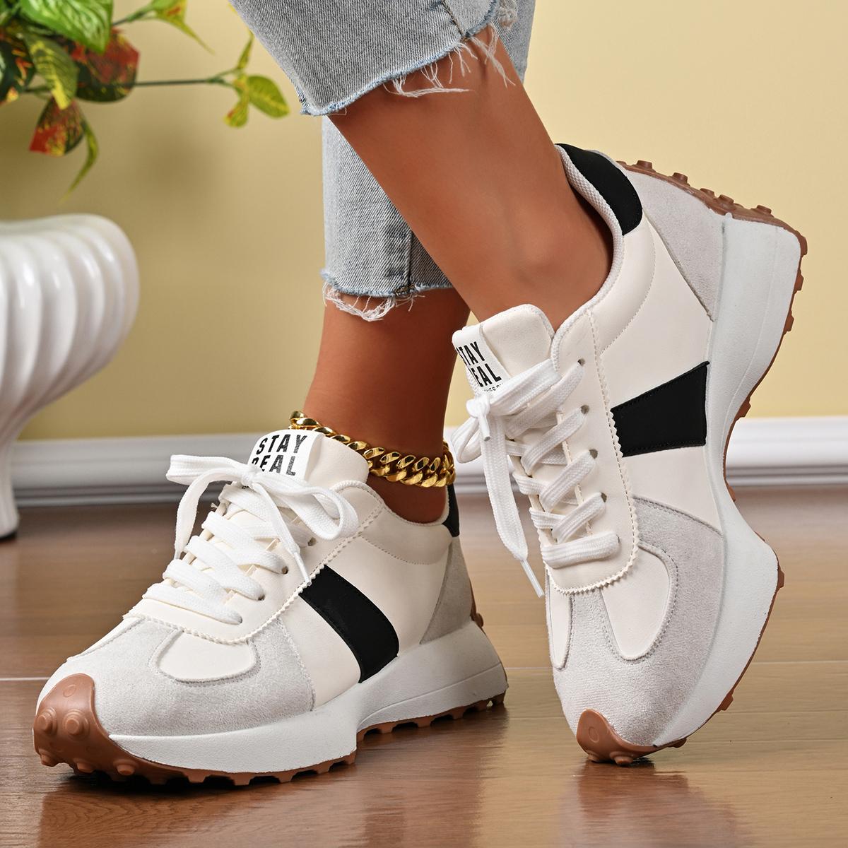 

Модные женские кроссовки 2025 Повседневные универсальные кроссовки для бега на толстой подошве Женские Весна Осень Высококачественная роскошная обувь на шнуровке Женская 41 белый