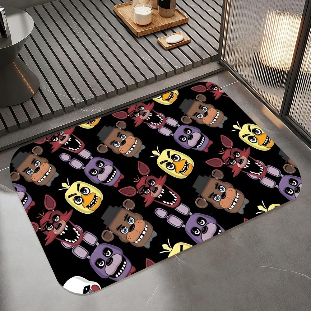 Five N-Nights at Freddy's Floor Mat Diatomite Bath Mat, Quick Dry Absorbent Non-Slip Door Mat