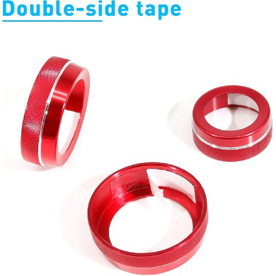 for Dodge Durango Knob Cover    2024 2025 2026 Air Condition Decorated Button Knob Covers AC Switch Volume Tune Controller Aluminum Alloy Trim (Red)