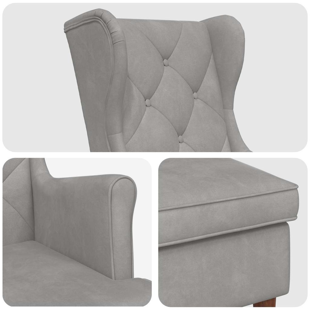 Armchair with Ottoman 2 pcs. Light Gray Velvet