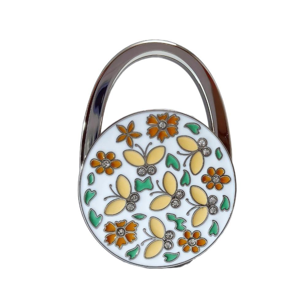 Gancho Redondo Duradero para Bolso para Mujeres Flores Plegable Soporte para Cartera Portátil Bonito Colgador de Bolsos para Mesa
