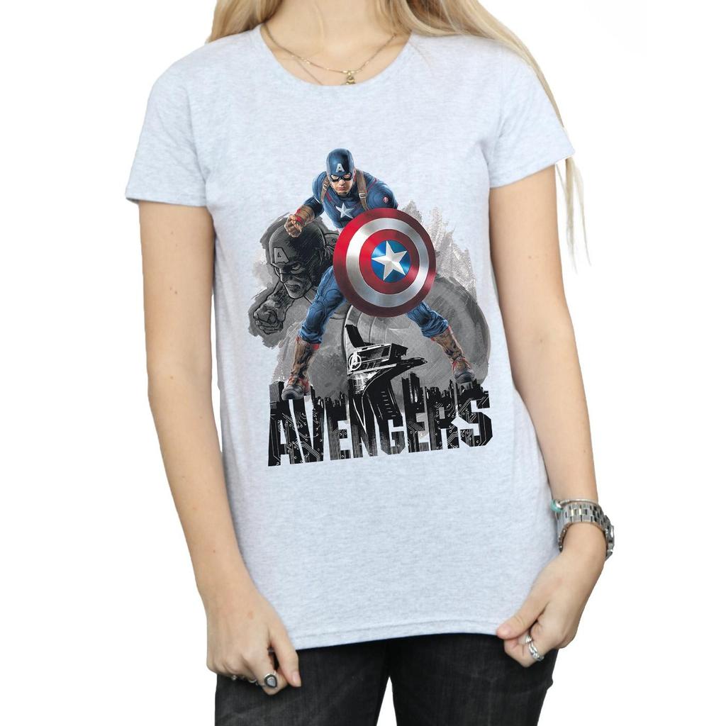 Marvel Womens/Ladies Captain America Action Pose Cotton T-Shirt