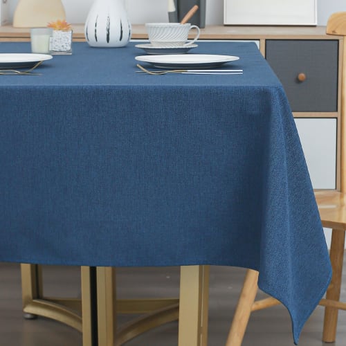 IceSof High-Quality Rectangular Tablecloth, 140x220cm, Blue, Solid Color, Heavyweight Polyester, Lightly Water-Repellent, for Kitchen, Dining, Parties