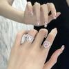 Love Diamond-Set Pink Zircon Colored Treasure Ring, Women'S Light Luxury High-End Sense Cold Wind Niche Design Open Ring