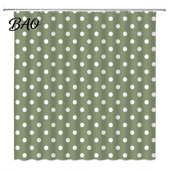 Stylish Retro Bathroom Decor Polka Dot Shower Curtain with Hooks, Waterproof Fabric Curtain, Bath Decorative Curtains for Tub Bathtub Decor, Washable,