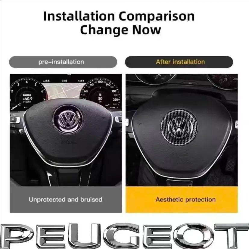 KUDFZ1 Car ABS Steering Wheel Emblem Trim Sticker Badge For VW GTI Golf Polo 6 7 Passat CC Tiguan T-ROC Jetta MK6 Taigo Arteon Hub Cap