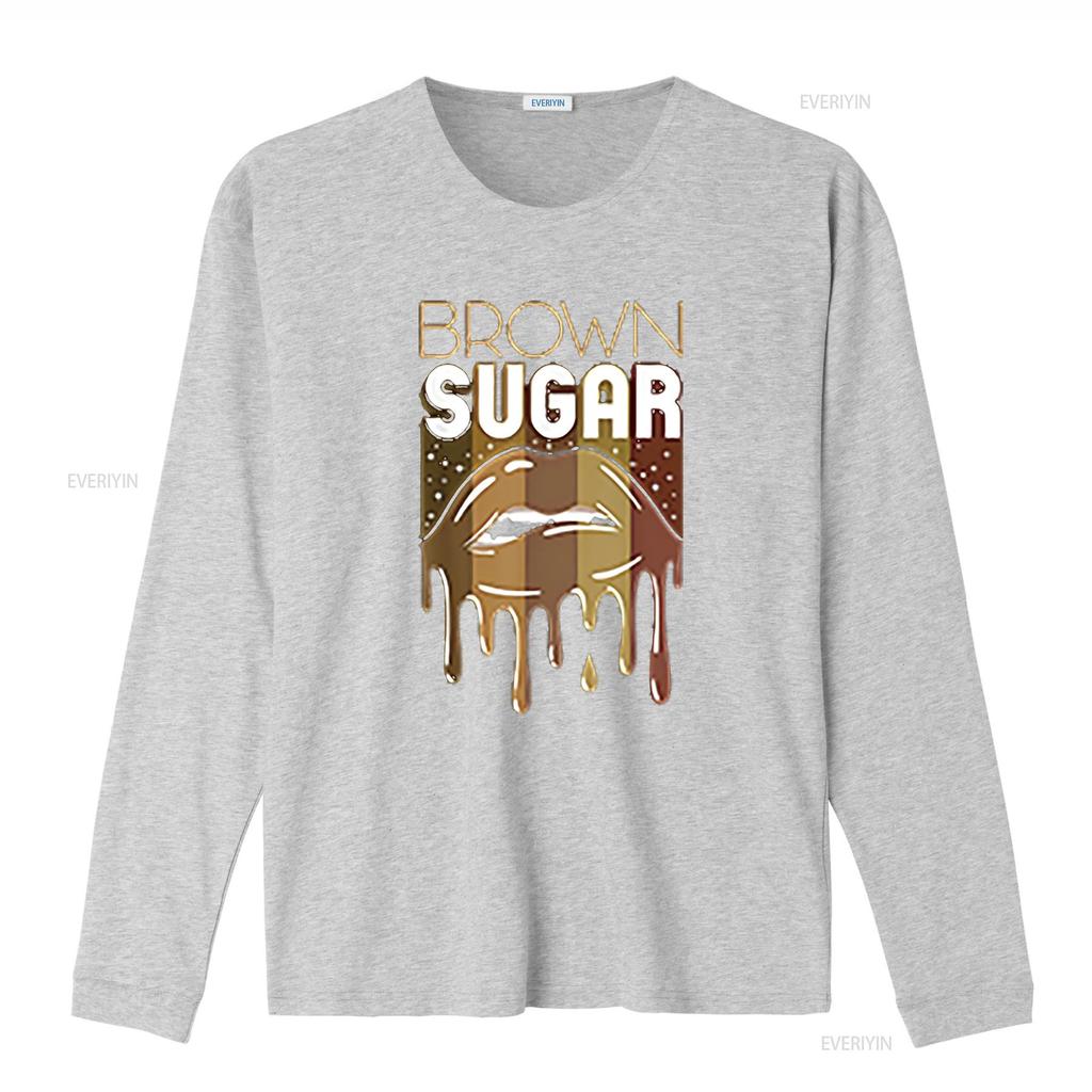 Womens T Shirt Brown Sugar Melanin Black Woman Lips Funny Babe 2XL vintage Washed Casual fashion graphic Versatile homme