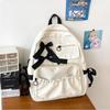 Sweet Bowknot College Student School Bags Contrasting Color Nylon Backpack for Junior High School Student Large Capacity Teenager Girl Shoulders Bag