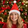 Family Holiday Gathering Accessories Gold Velvet Santa Hat for Adults Kids, Classic Christmas Red with Fluffy Soft Skin Friendly Headgear Trim,