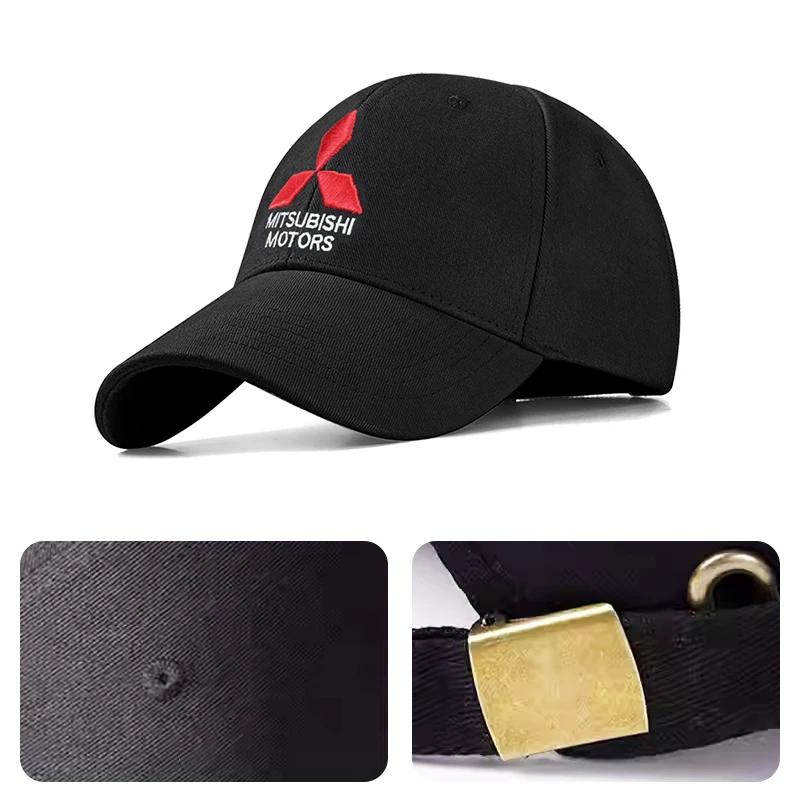 Car Logo Baseball Cap Adjustable Sports Hats Outdoor Summer Sun Hat For Mitsubishi Colt Xpander Triton Outlander Pajero Lancer