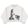 Damski biały dzianinowy sweter w retro wzory - Moda zimowa