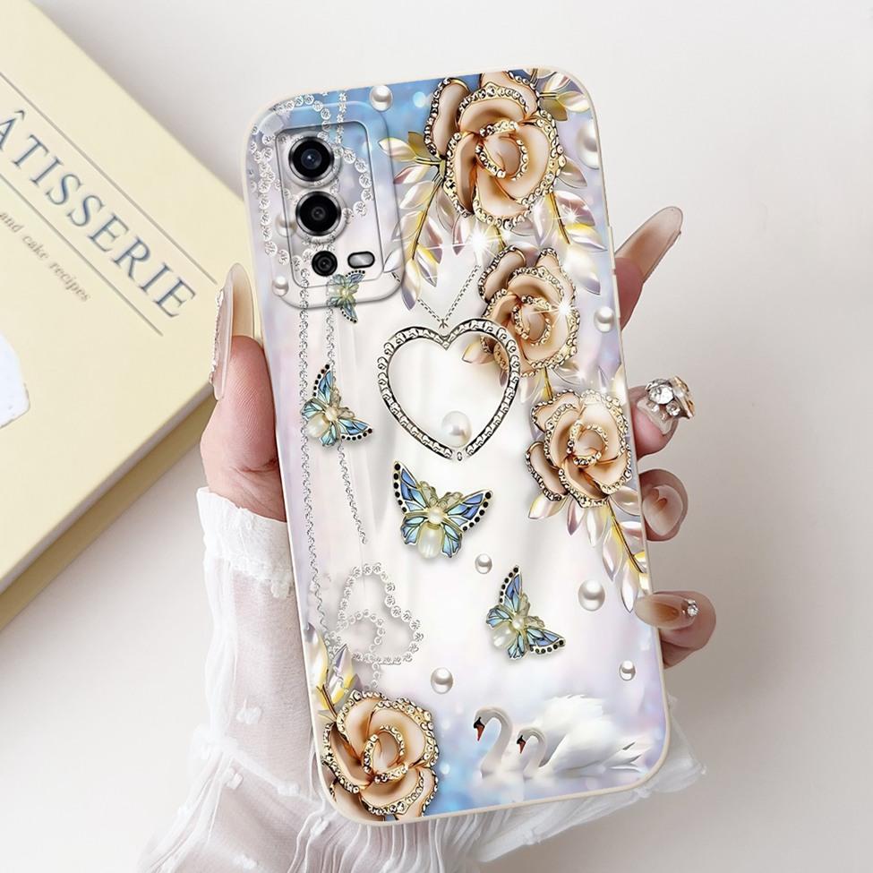 For Oppo A55 4G Case CPH2325 Silicone Cute Cat Fashion Butterfly Flowers Love Painted Cover For Oppo A55 4G Phone Case