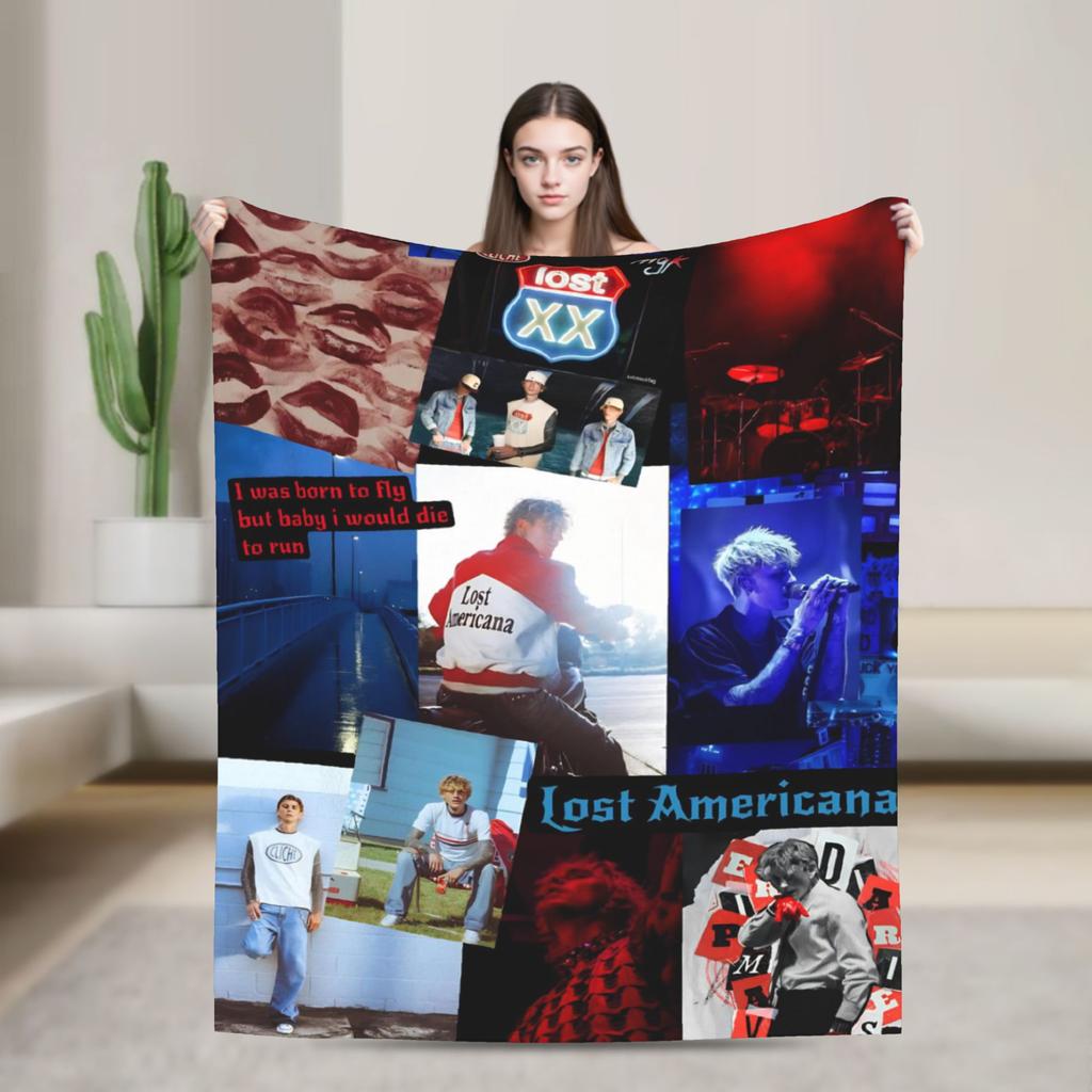 Manta MGK Lost Americana Tour 2025-2026 Múltiples Tamaños Suave y Ligera Mantas de Tiro para Sofá Sillón y Cama