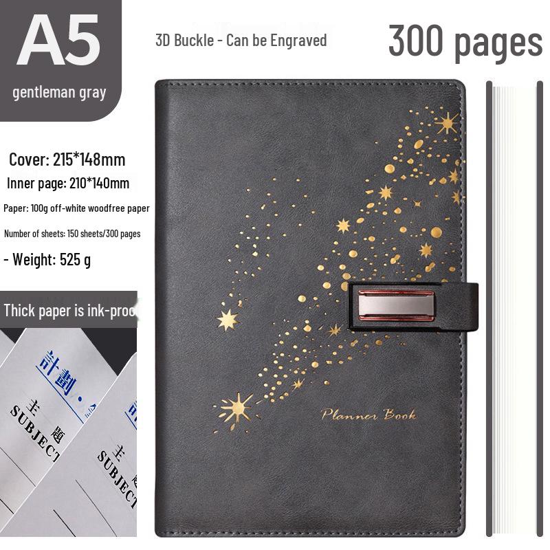 Set de regalo de cuaderno Star Double Line 2026: Libro de registro de reuniones de negocios y oficina de mayor grosor