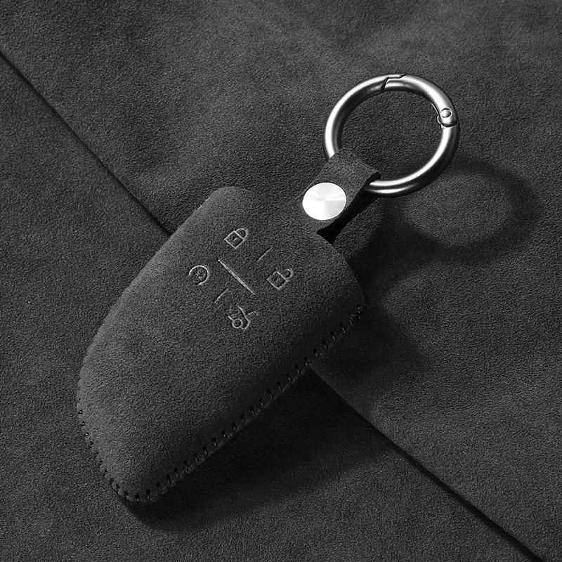 Suede Car Key Cover Case for Chevrolet Tahoe Suburban for GMC Yukon for Buick ENVISION S Plus Protection 2020 2021 2022 2023