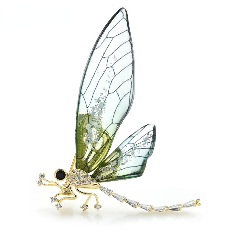 Transparent Dragonfly Brooches Women Big Insect Weddings Banquet Office Brooch Pins Gifts KTJ