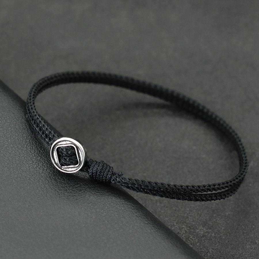 

Simple Style Thin Rope Bracelet Men Handmade Weaven Viking Braslet Leisure Pulseira Gifts For Boyfriend Tiny Braclet For Hombre 20.5cm 8.1Inch чёрный